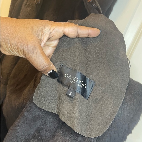 Damselle Suede patchwork rabbit trimmed vest with Toggle Horned buttons. - Picture 5 of 6